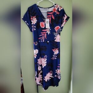 NWT Floral Blue Dress Size L